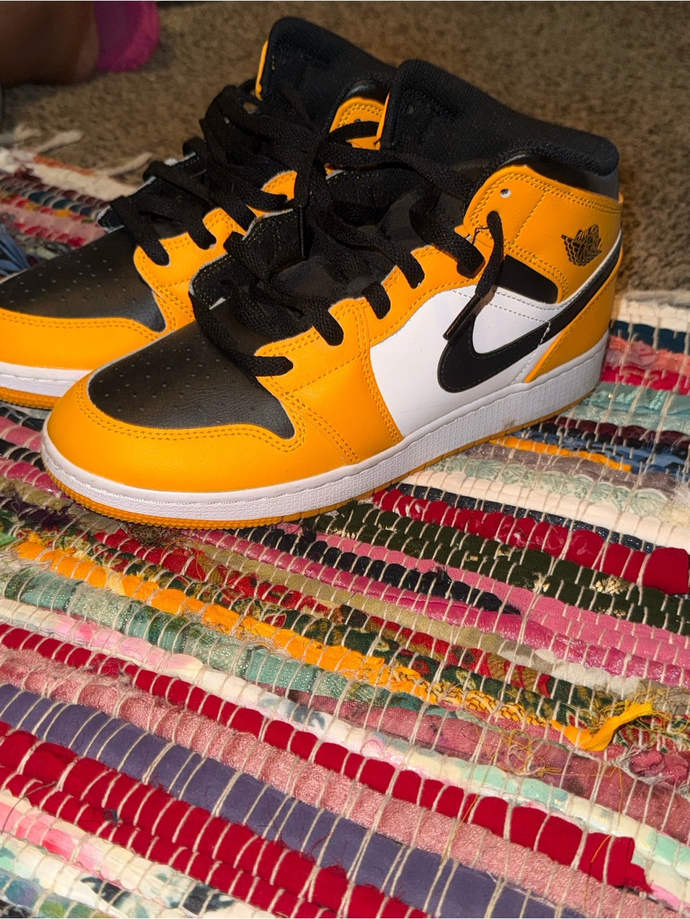 Nike Kids' Mid-Top Basketball Shoes - Yellow/Black/White